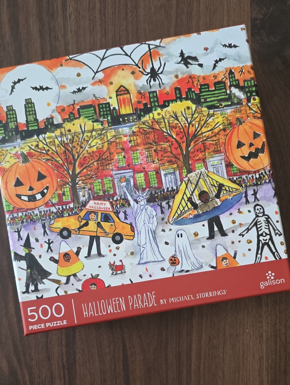 Galison Halloween Parade 500-Piece Puzzle - Colorful Orange Design